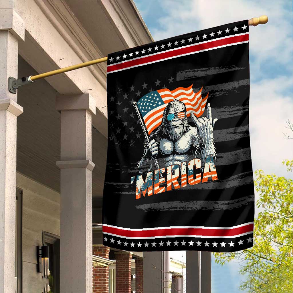 Funny Bigfoot Merica 4th Of July Garden Flag American Flag Patriotic Sasquatch