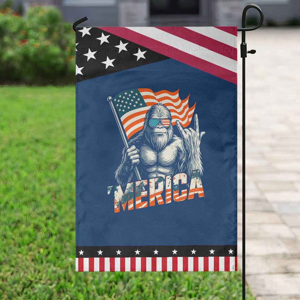 Funny Bigfoot Merica 4th Of July Garden Flag American Flag Patriotic Sasquatch