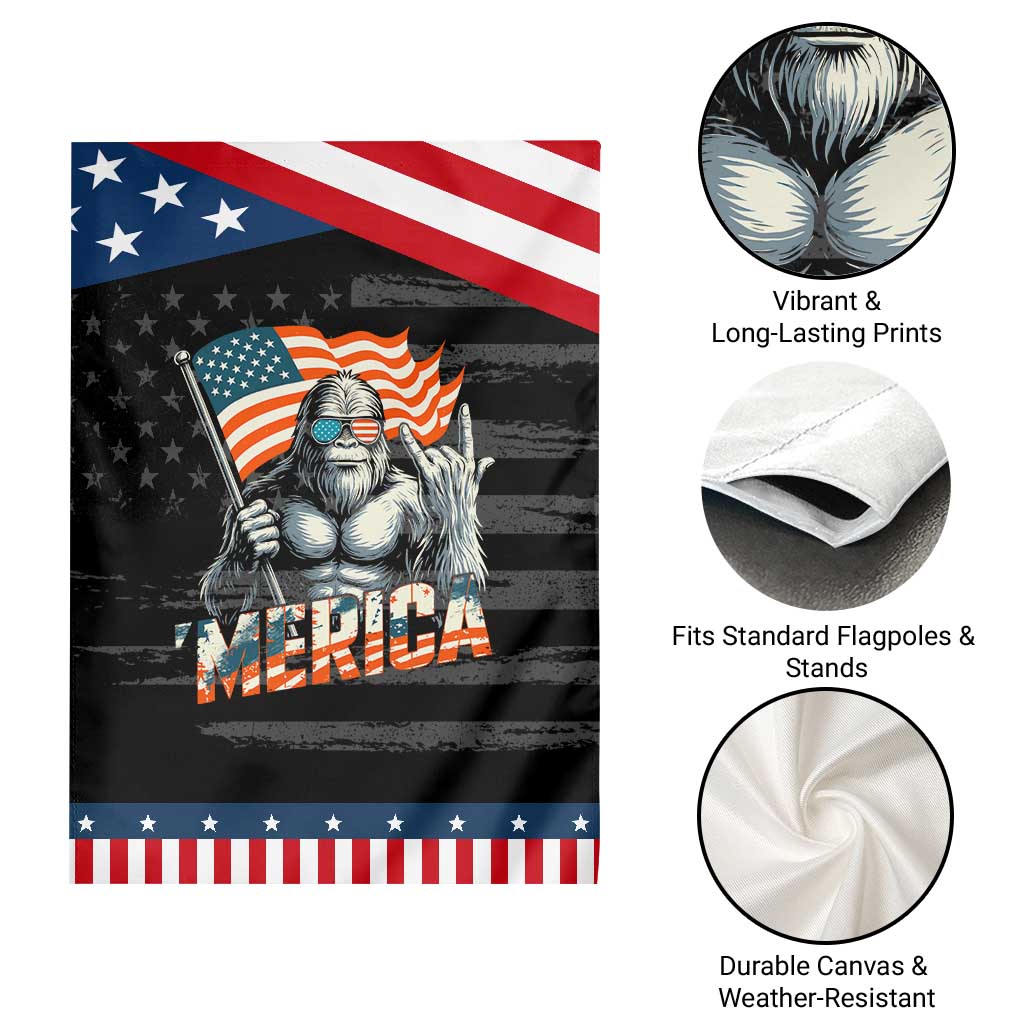 Funny Bigfoot Merica 4th Of July Garden Flag American Flag Patriotic Sasquatch