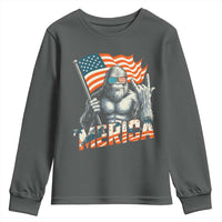 Funny Bigfoot Merica 4th Of July Youth Sweatshirt American Flag Patriotic Sasquatch - Wonder Print Shop