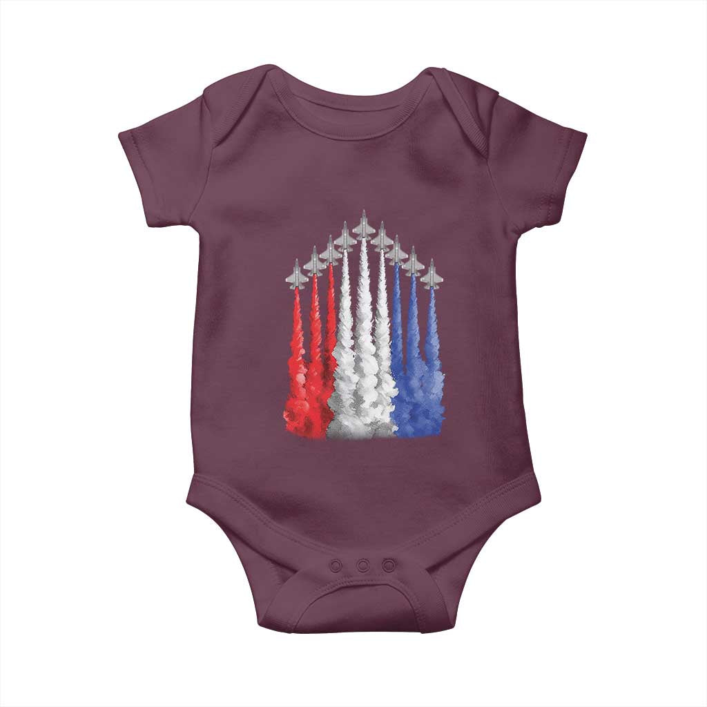 Funny Fighter Jet Airplane American Flag 4th Of July Baby Onesie - Wonder Print Shop