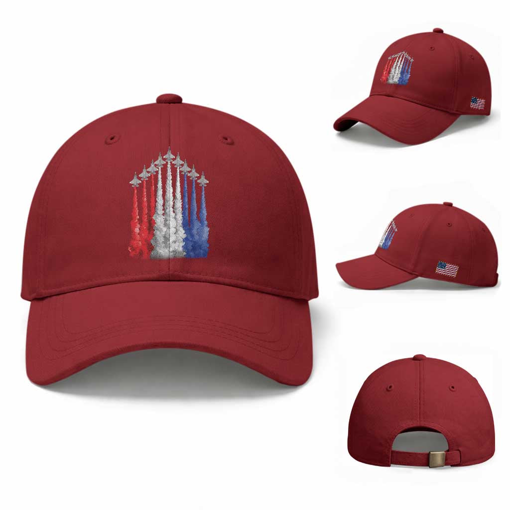 Funny Fighter Jet Airplane American Flag 4th Of July Baseball Cap