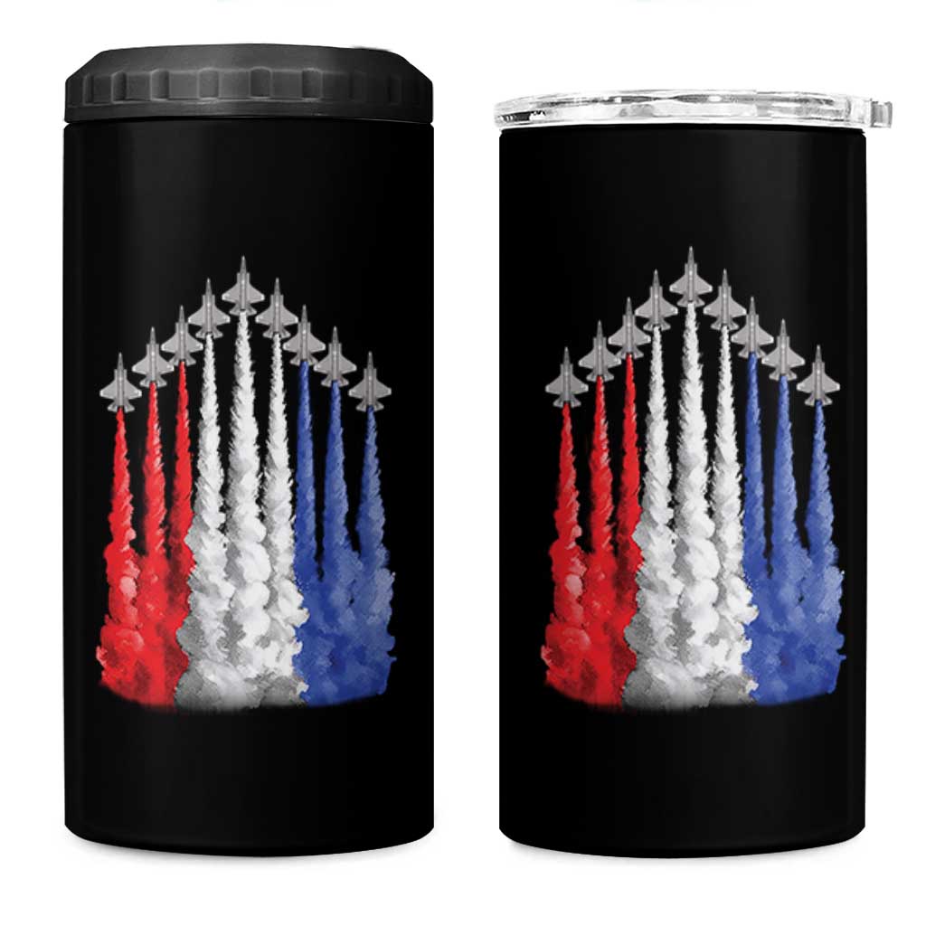 Funny Fighter Jet Airplane American Flag 4th Of July 4 in 1 Can Cooler Tumbler - Wonder Print Shop