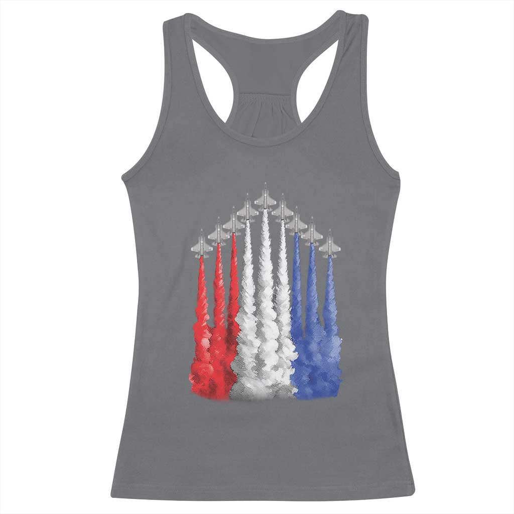 Funny Fighter Jet Airplane American Flag 4th Of July Racerback Tank Top - Wonder Print Shop