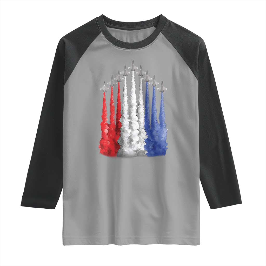 Funny Fighter Jet Airplane American Flag 4th Of July Raglan Shirt - Wonder Print Shop
