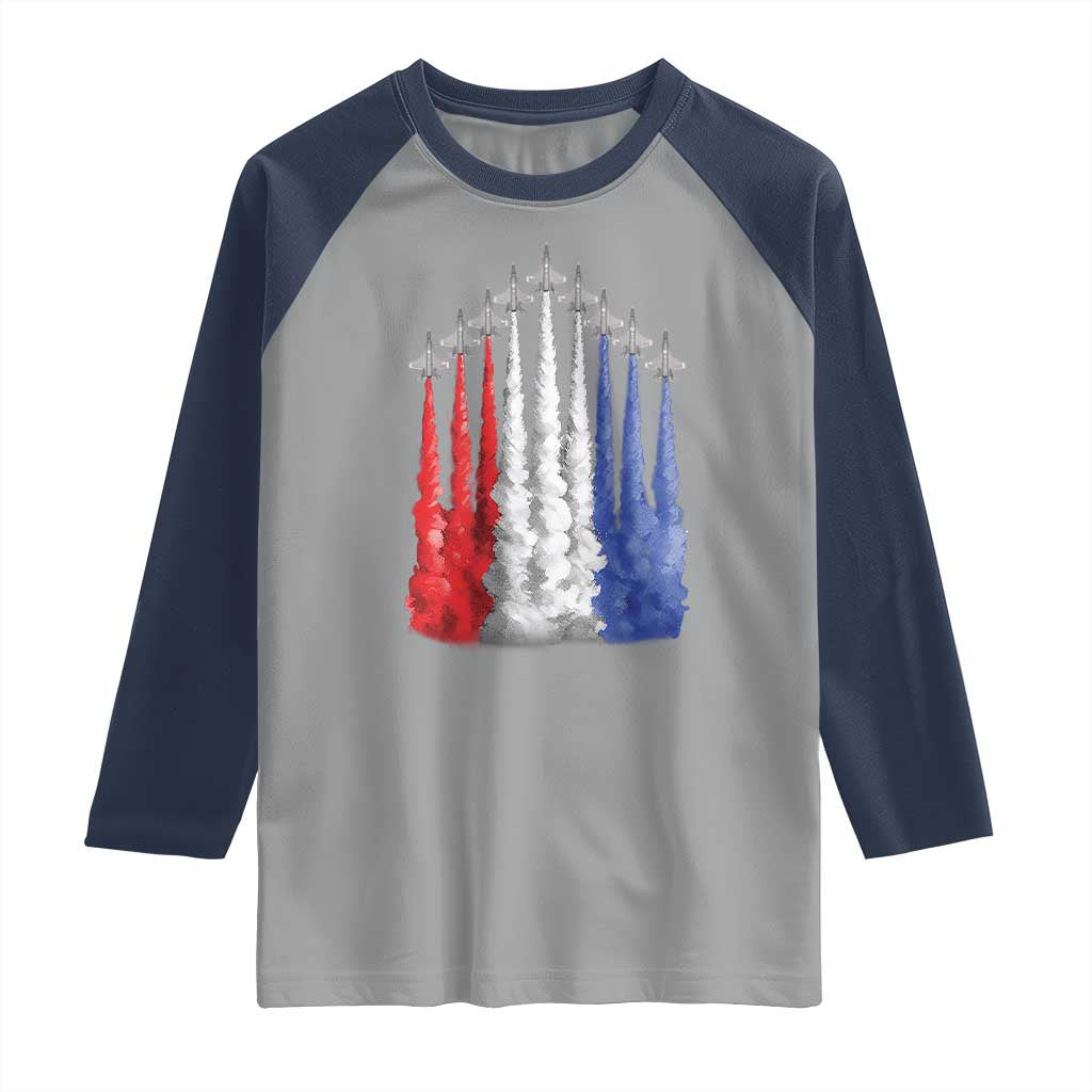 Funny Fighter Jet Airplane American Flag 4th Of July Raglan Shirt - Wonder Print Shop