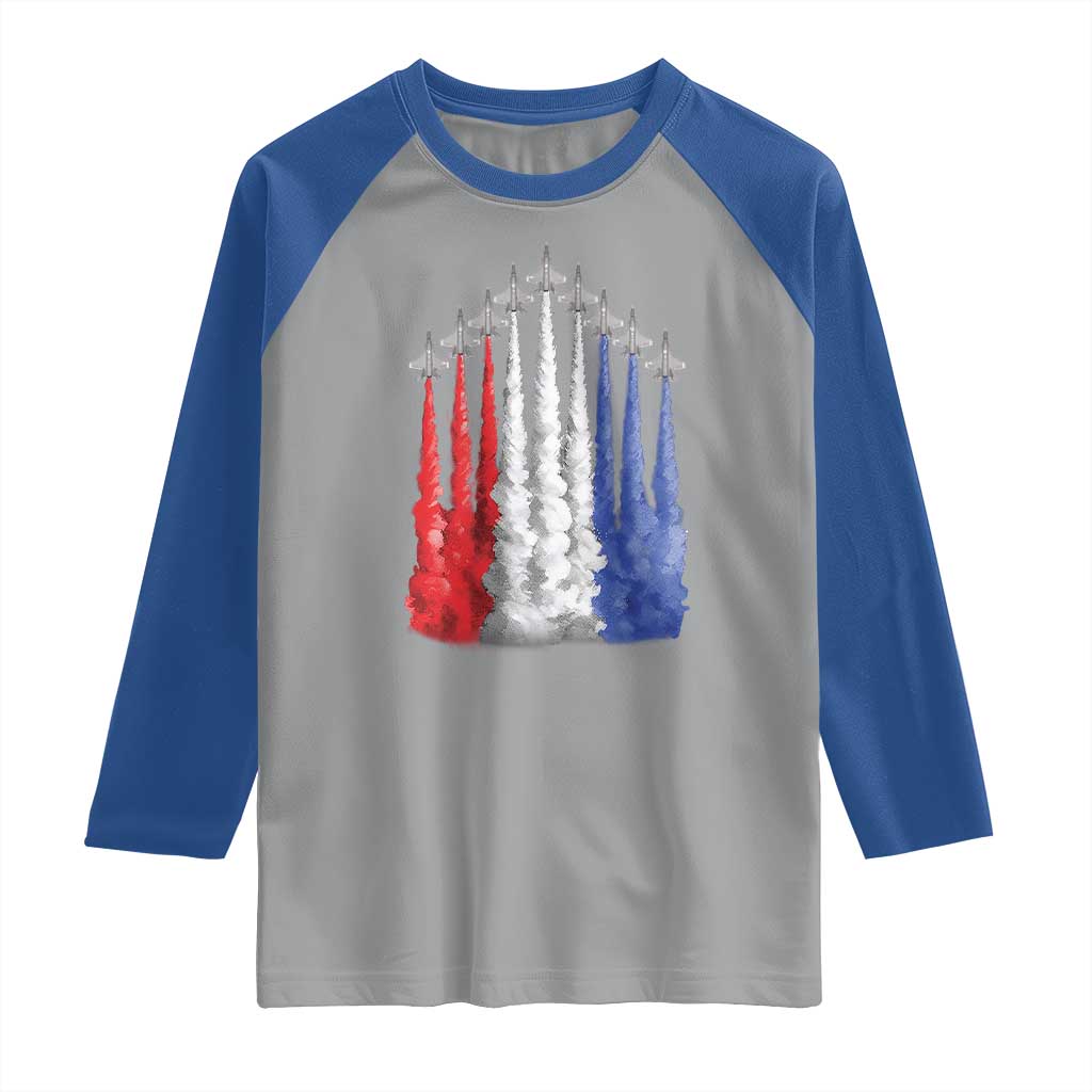 Funny Fighter Jet Airplane American Flag 4th Of July Raglan Shirt - Wonder Print Shop