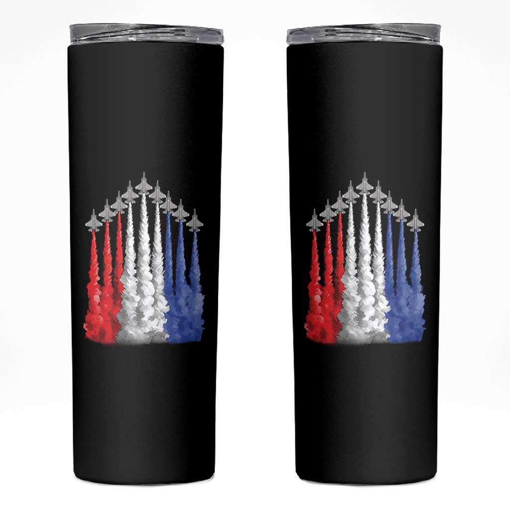 Funny Fighter Jet Airplane American Flag 4th Of July Skinny Tumbler - Wonder Print Shop