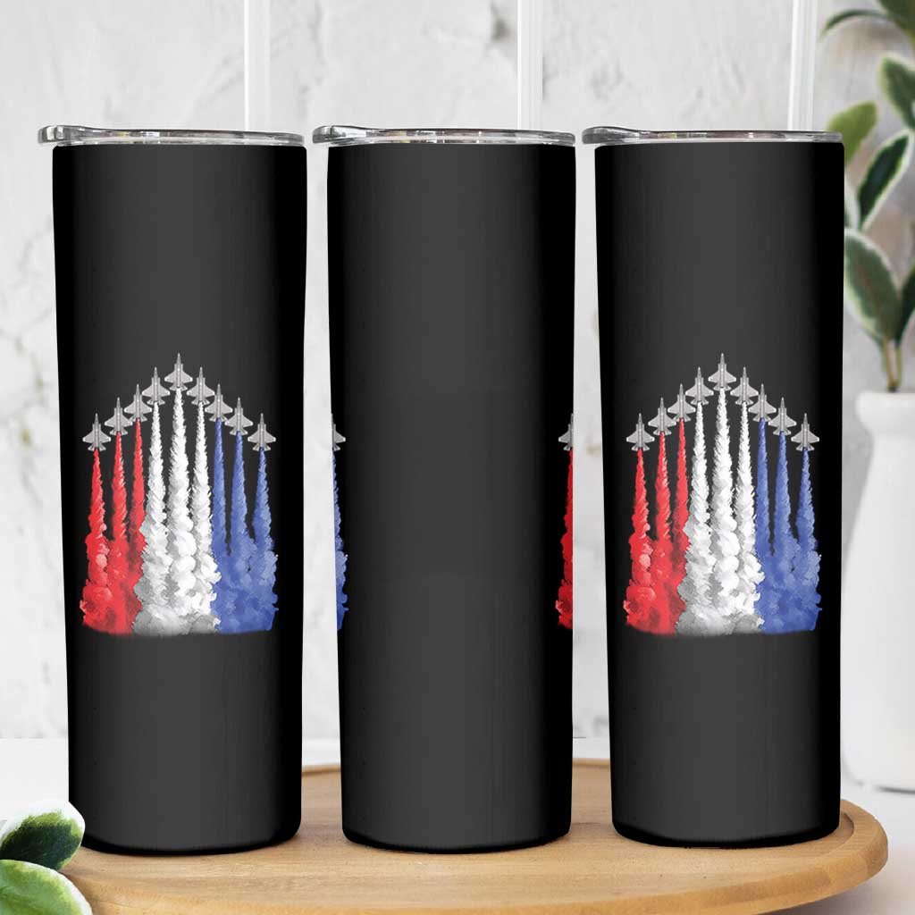 Funny Fighter Jet Airplane American Flag 4th Of July Skinny Tumbler - Wonder Print Shop