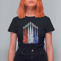Funny Fighter Jet Airplane American Flag 4th Of July T Shirt For Women - Wonder Print Shop