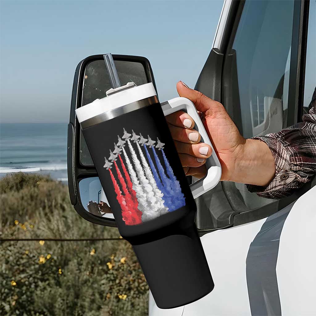 Funny Fighter Jet Airplane American Flag 4th Of July Tumbler With Handle - Wonder Print Shop