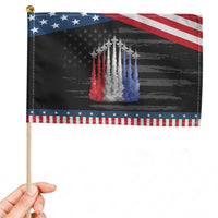 Funny Fighter Jet Airplane American Flag 4th Of July Patriotic Handheld Flag