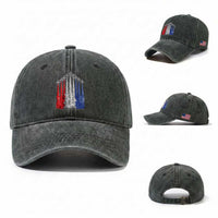 Funny Fighter Jet Airplane American Flag 4th Of July Washed Cotton Baseball Cap