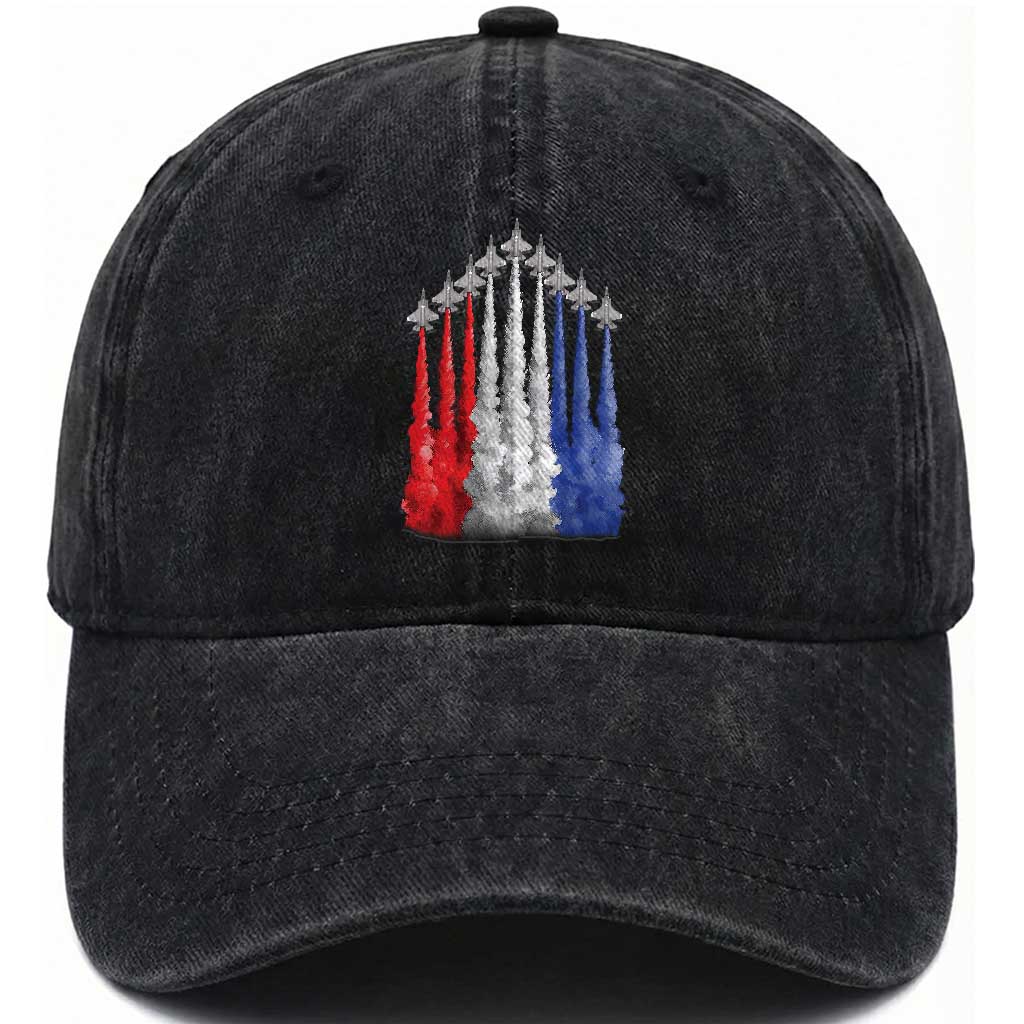 Funny Fighter Jet Airplane American Flag 4th Of July Washed Cotton Baseball Cap