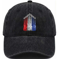 Funny Fighter Jet Airplane American Flag 4th Of July Washed Cotton Baseball Cap
