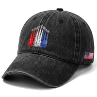 Funny Fighter Jet Airplane American Flag 4th Of July Washed Cotton Baseball Cap