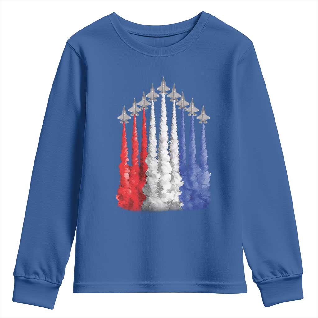 Funny Fighter Jet Airplane American Flag 4th Of July Youth Sweatshirt - Wonder Print Shop