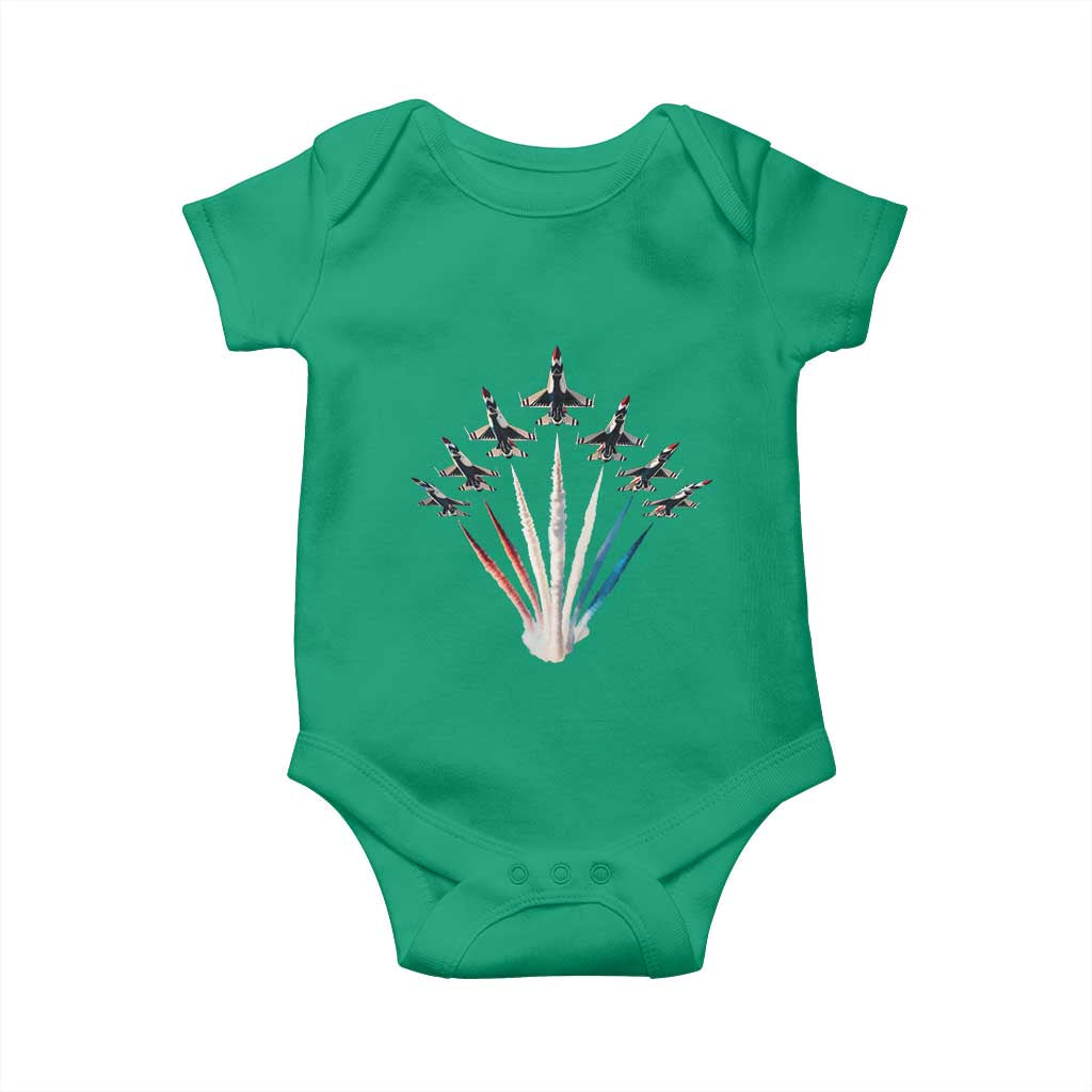 US Airplane Fighter Jet American Flag 4th Of July Baby Onesie - Wonder Print Shop