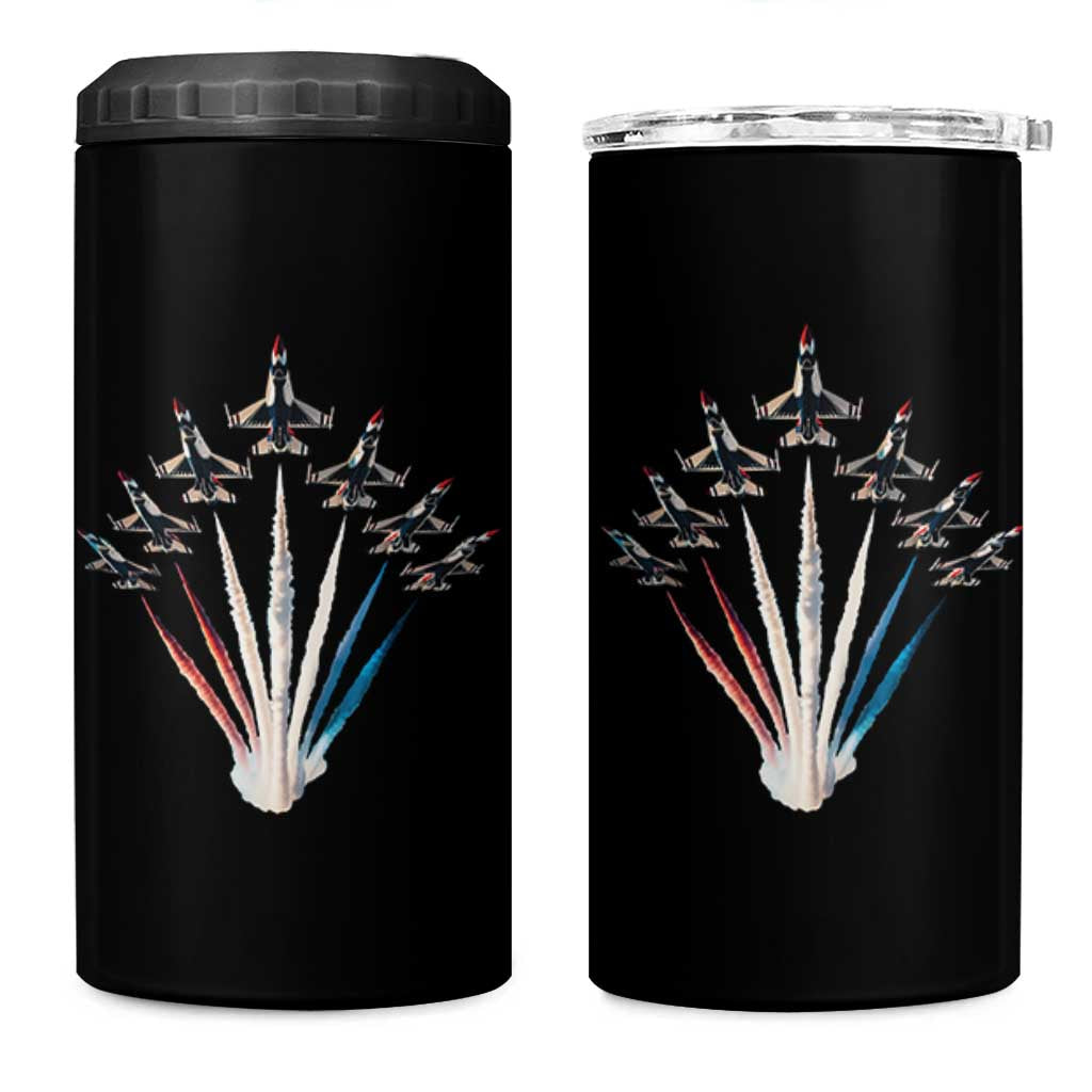 US Airplane Fighter Jet American Flag 4th Of July 4 in 1 Can Cooler Tumbler - Wonder Print Shop