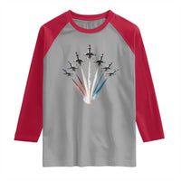 US Airplane Fighter Jet American Flag 4th Of July Raglan Shirt - Wonder Print Shop