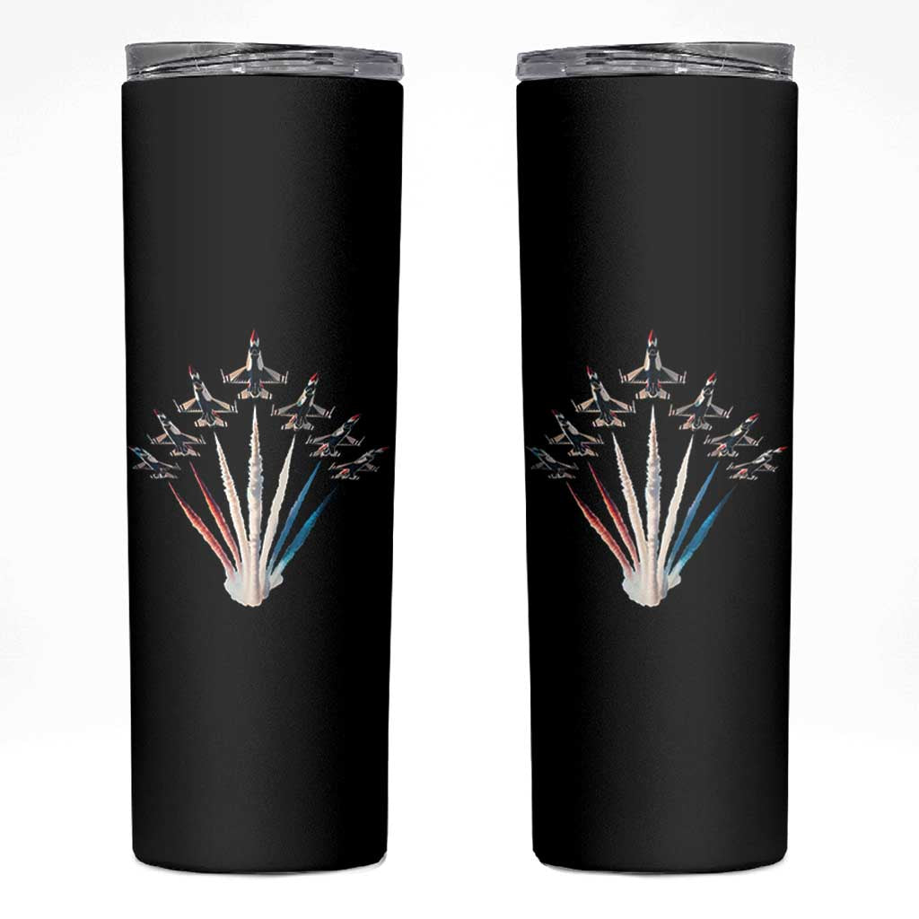 US Airplane Fighter Jet American Flag 4th Of July Skinny Tumbler - Wonder Print Shop