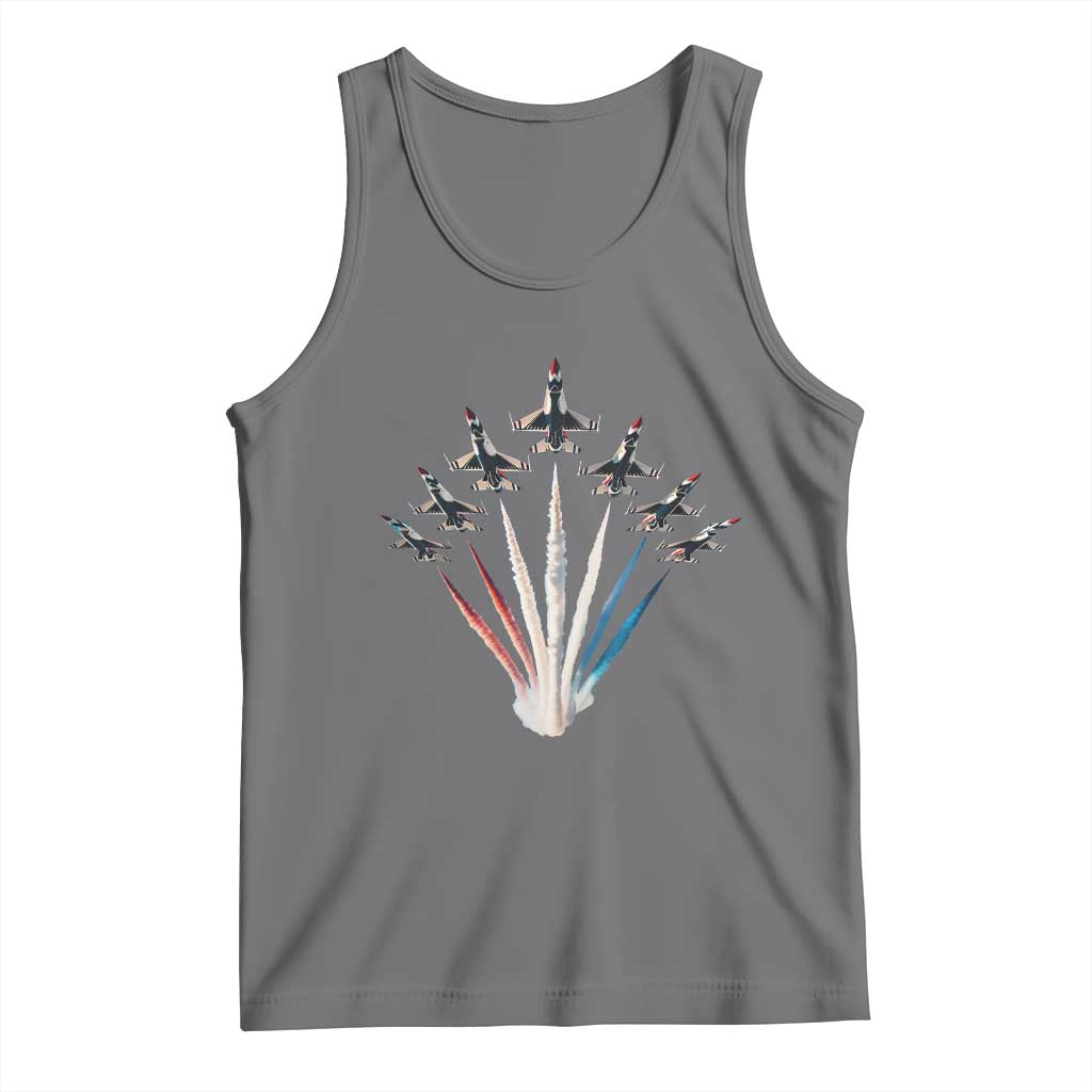 US Airplane Fighter Jet American Flag 4th Of July Tank Top - Wonder Print Shop