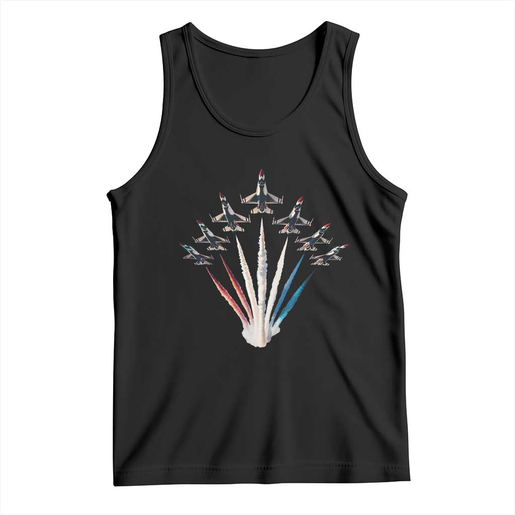 US Airplane Fighter Jet American Flag 4th Of July Tank Top - Wonder Print Shop