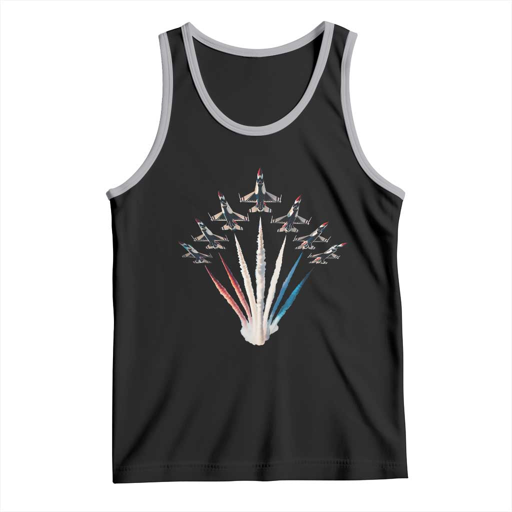 US Airplane Fighter Jet American Flag 4th Of July Tank Top - Wonder Print Shop