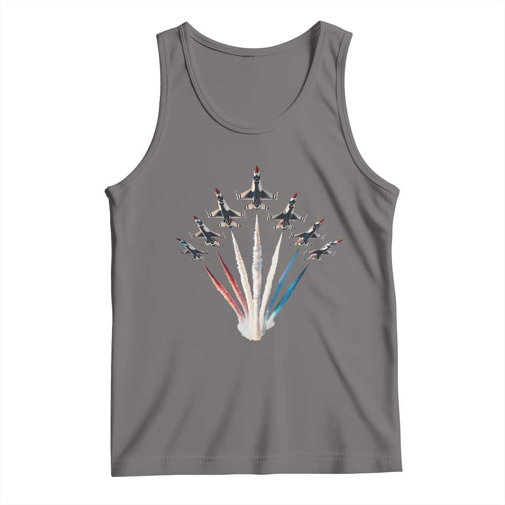 US Airplane Fighter Jet American Flag 4th Of July Tank Top - Wonder Print Shop