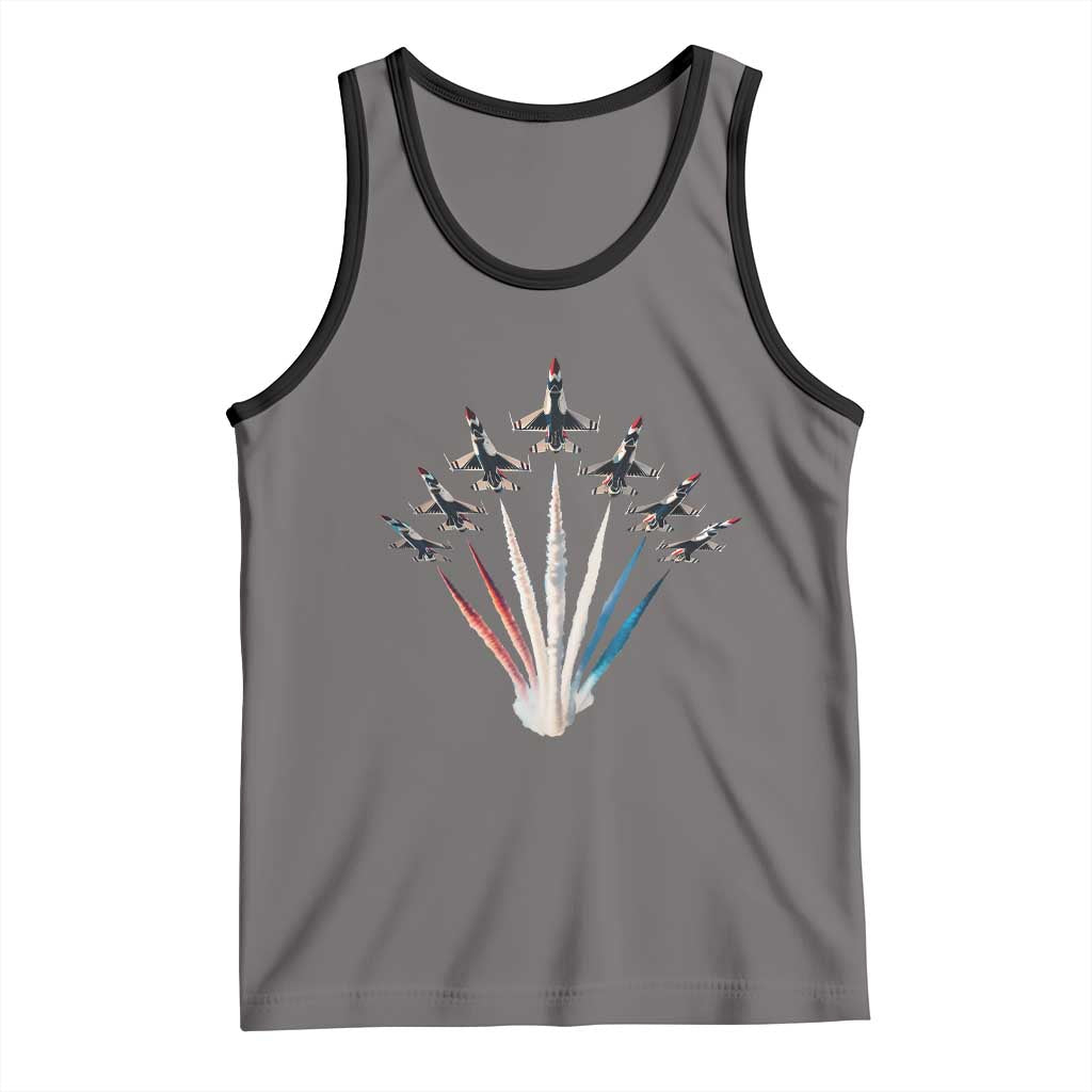 US Airplane Fighter Jet American Flag 4th Of July Tank Top - Wonder Print Shop