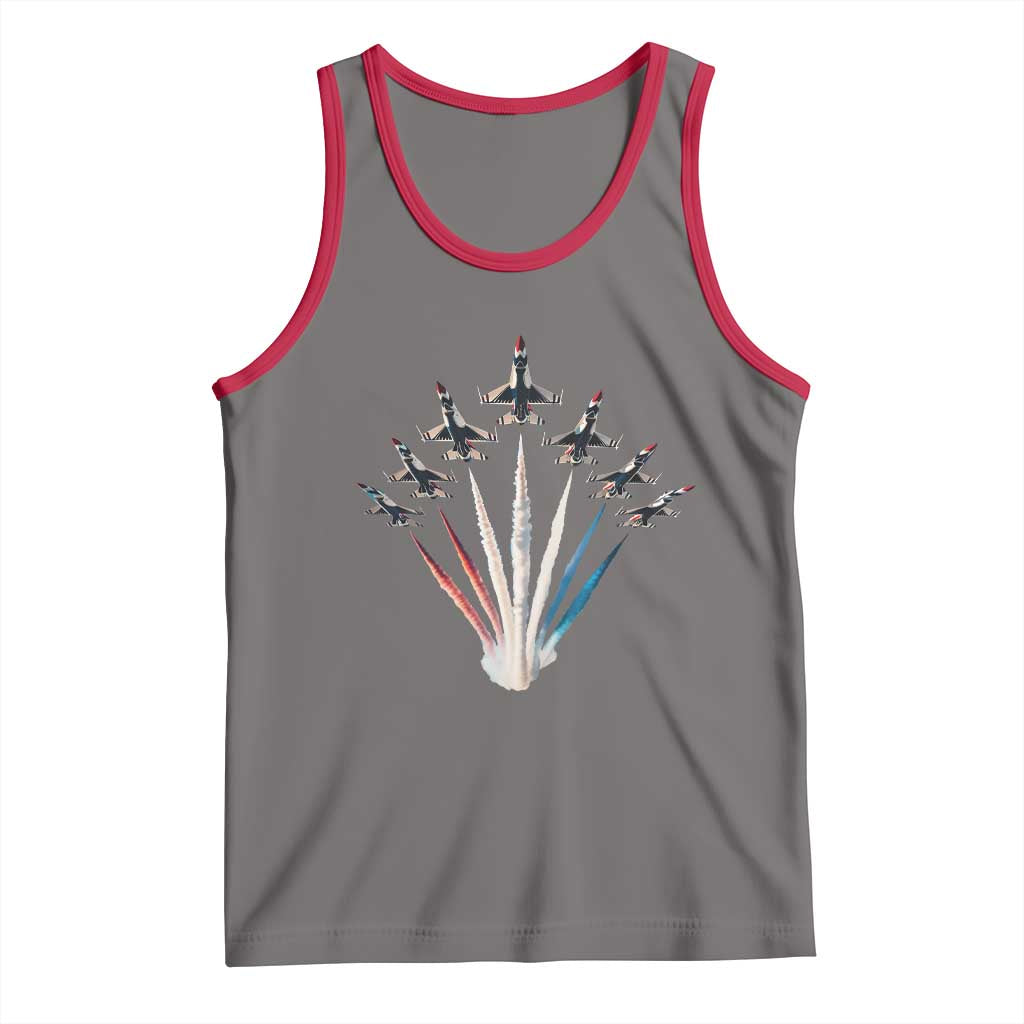 US Airplane Fighter Jet American Flag 4th Of July Tank Top - Wonder Print Shop