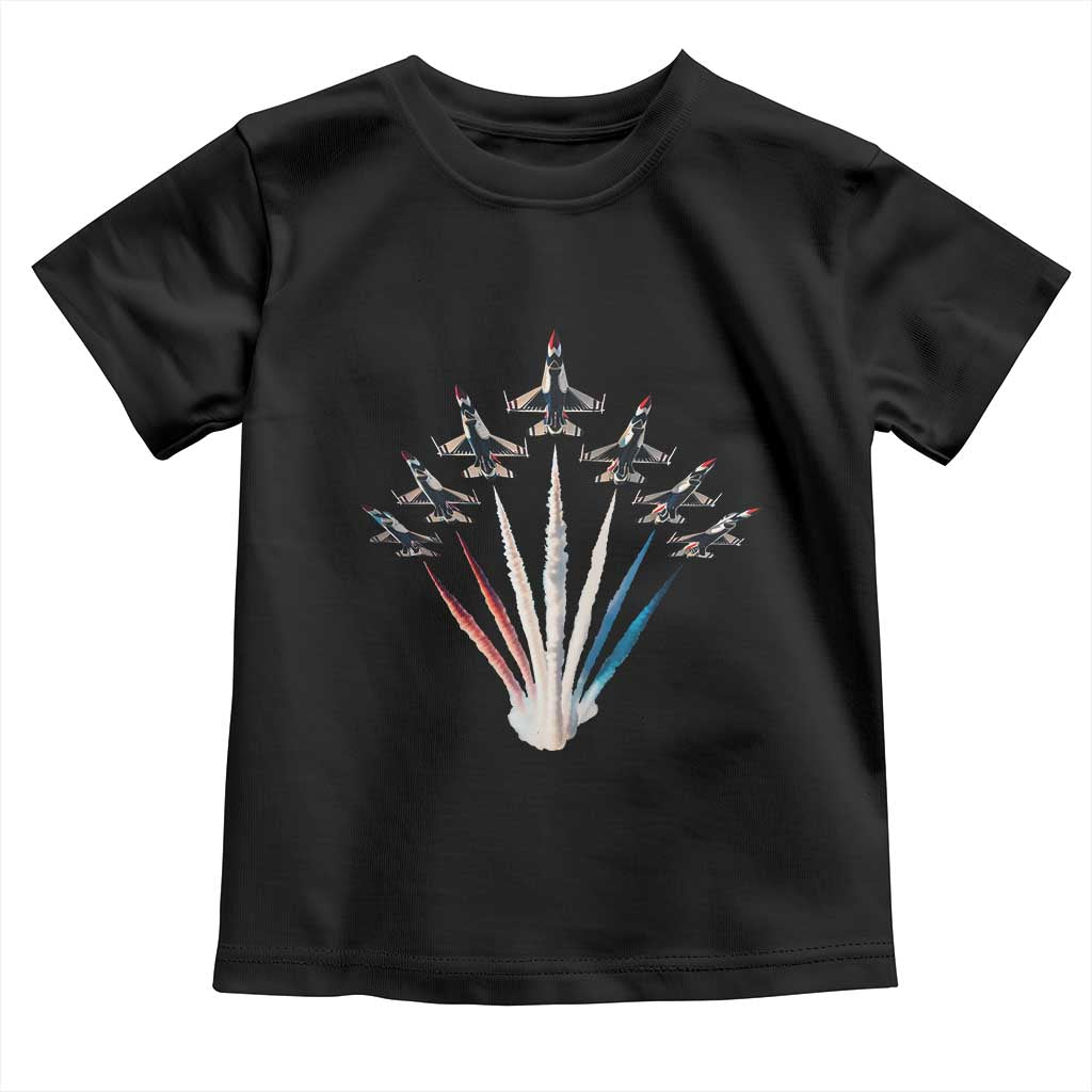 US Airplane Fighter Jet American Flag 4th Of July Toddler T Shirt - Wonder Print Shop