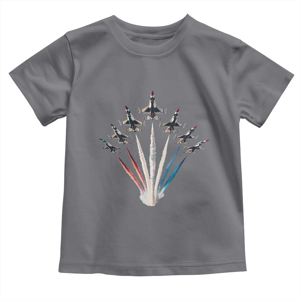 US Airplane Fighter Jet American Flag 4th Of July Toddler T Shirt - Wonder Print Shop