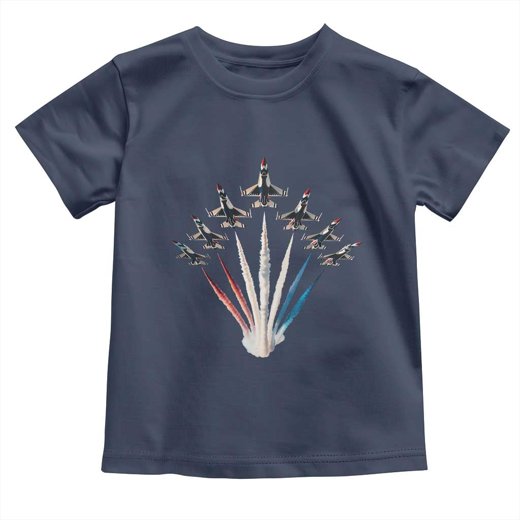 US Airplane Fighter Jet American Flag 4th Of July Toddler T Shirt - Wonder Print Shop