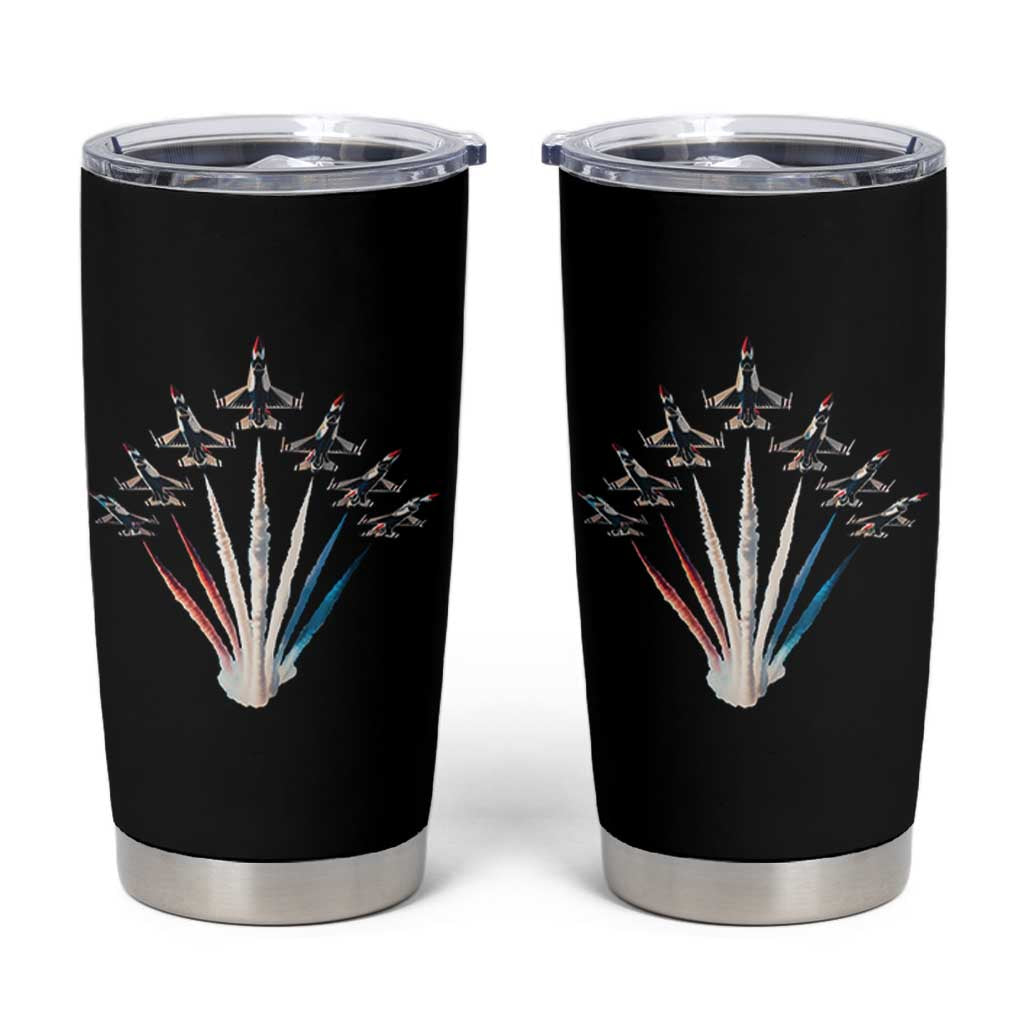 US Airplane Fighter Jet American Flag 4th Of July Tumbler Cup - Wonder Print Shop