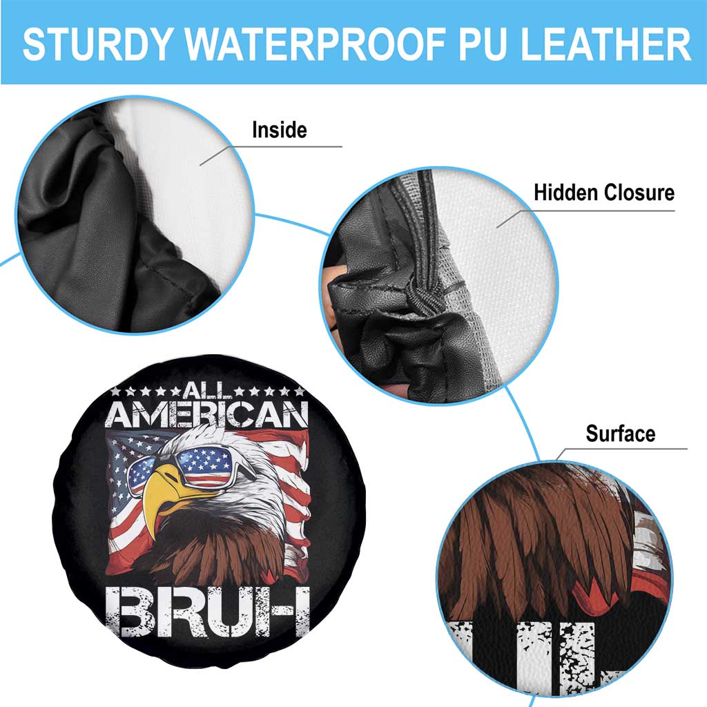 Funny All American Bruh Bald Eagle Spare Tire Cover American Flag 4th Of July Patriotic - Wonder Print Shop