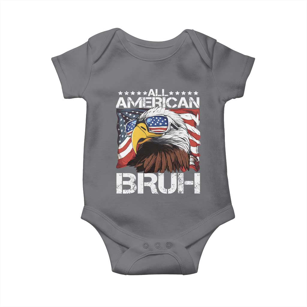 Funny All American Bruh Bald Eagle Baby Onesie American Flag 4th Of July Patriotic - Wonder Print Shop