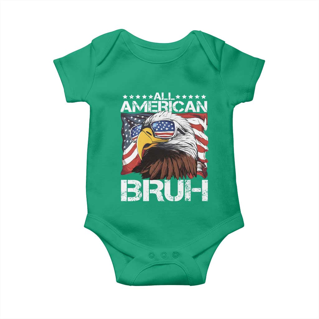 Funny All American Bruh Bald Eagle Baby Onesie American Flag 4th Of July Patriotic - Wonder Print Shop