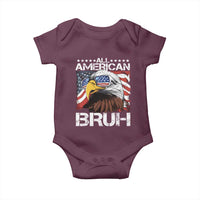 Funny All American Bruh Bald Eagle Baby Onesie American Flag 4th Of July Patriotic - Wonder Print Shop