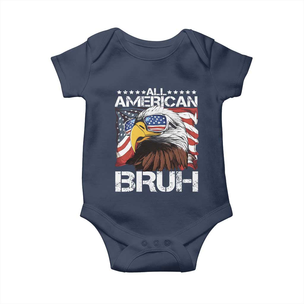 Funny All American Bruh Bald Eagle Baby Onesie American Flag 4th Of July Patriotic - Wonder Print Shop