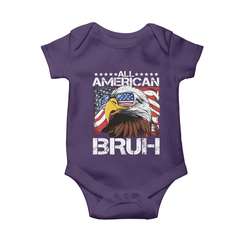 Funny All American Bruh Bald Eagle Baby Onesie American Flag 4th Of July Patriotic - Wonder Print Shop