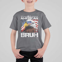 Funny All American Bruh Bald Eagle T Shirt For Kid American Flag 4th Of July Patriotic - Wonder Print Shop
