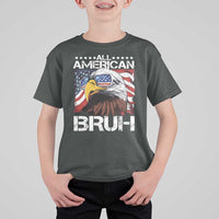 Funny All American Bruh Bald Eagle T Shirt For Kid American Flag 4th Of July Patriotic - Wonder Print Shop