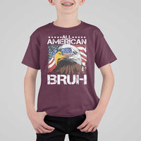 Funny All American Bruh Bald Eagle T Shirt For Kid American Flag 4th Of July Patriotic - Wonder Print Shop