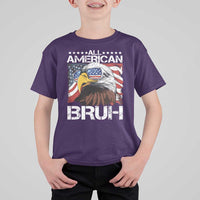 Funny All American Bruh Bald Eagle T Shirt For Kid American Flag 4th Of July Patriotic - Wonder Print Shop