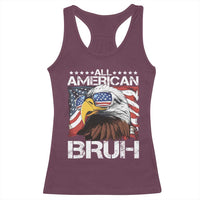 Funny All American Bruh Bald Eagle Racerback Tank Top American Flag 4th Of July Patriotic - Wonder Print Shop