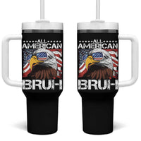 Funny All American Bruh Bald Eagle Tumbler With Handle American Flag 4th Of July Patriotic - Wonder Print Shop