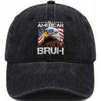 Funny All American Bruh Bald Eagle Washed Cotton Baseball Cap American Flag 4th Of July Patriotic