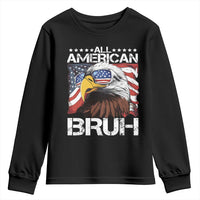 Funny All American Bruh Bald Eagle Youth Sweatshirt American Flag 4th Of July Patriotic - Wonder Print Shop
