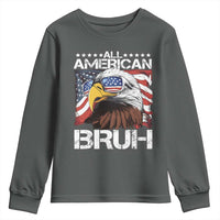 Funny All American Bruh Bald Eagle Youth Sweatshirt American Flag 4th Of July Patriotic - Wonder Print Shop